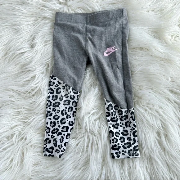 Grey Nike Tights Leopard Print Nike Bottoms Nike Toddler Girls Grey Leopard  Print Leggings